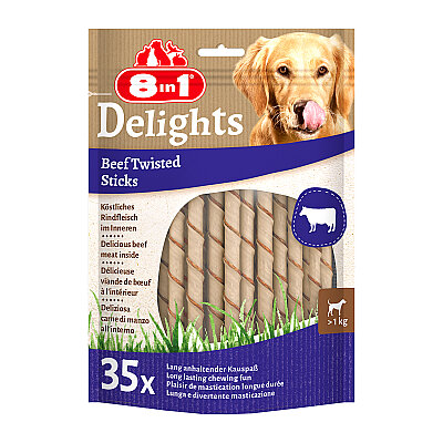 8IN1 Delights Burgu Çubuk Köpek Ödül Kemiği Sığır Etli (35li) 190GR - 1