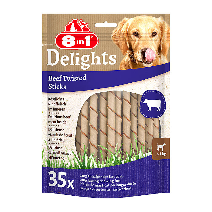 8IN1 Delights Burgu Çubuk Köpek Ödül Kemiği Sığır Etli (35li) 190GR - 1