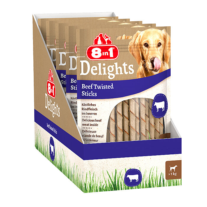 8IN1 Delights Burgu Çubuk Köpek Ödül Kemiği Sığır Etli (35li) 190GR - 2