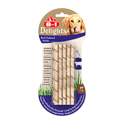 8IN1 Delights Burgu Çubuk Köpek Ödül Kemiği Sığır Etli - 55GR - 1