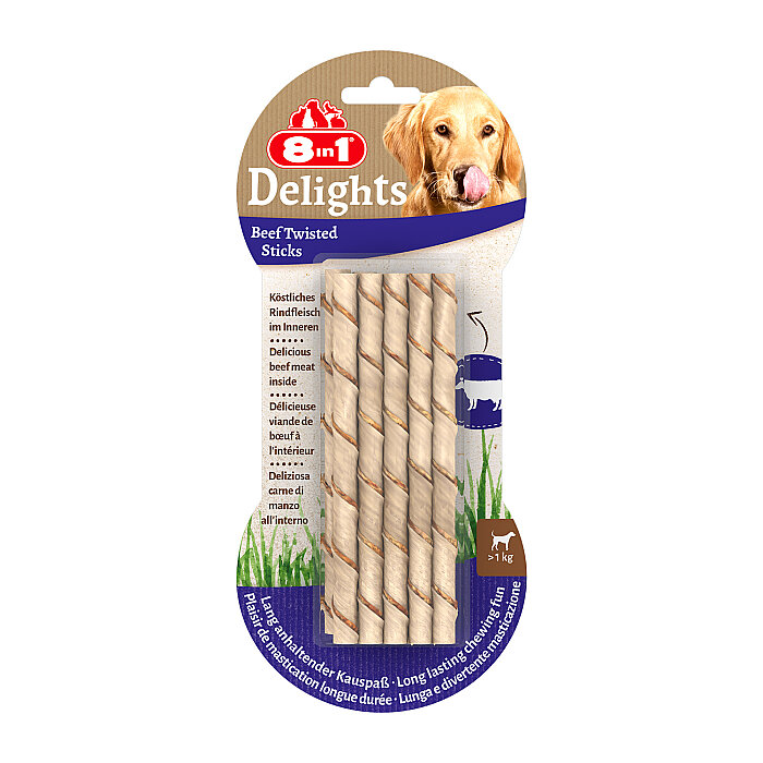 8IN1 Delights Burgu Çubuk Köpek Ödül Kemiği Sığır Etli - 55GR - 1