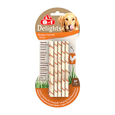 8IN1 Delights Burgu Çubuk Köpek Ödül Kemiği Tavuklu - 55GR - 1
