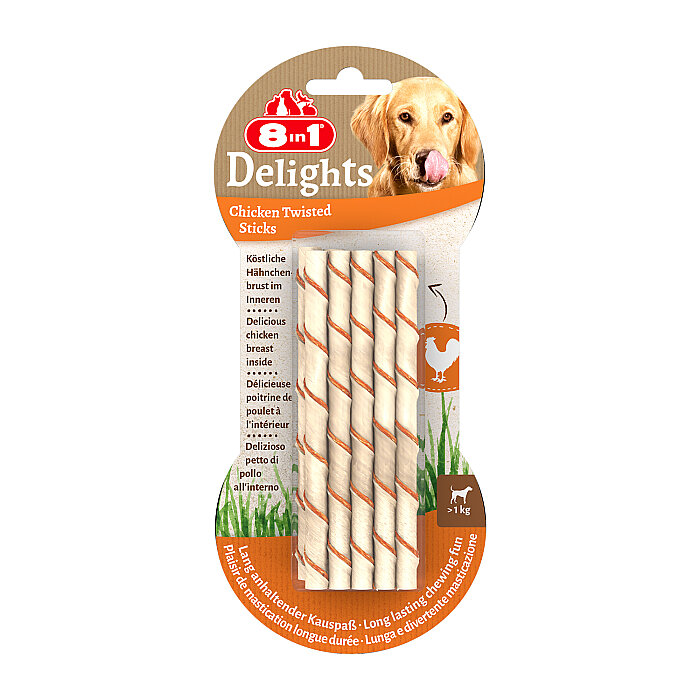 8IN1 Delights Burgu Çubuk Köpek Ödül Kemiği Tavuklu - 55GR - 1