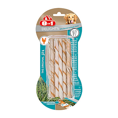 8IN1 Delights Pro Dental Diş Sağlığı için Burgu Çubuk Köpek Ödül Kemiği - 55GR