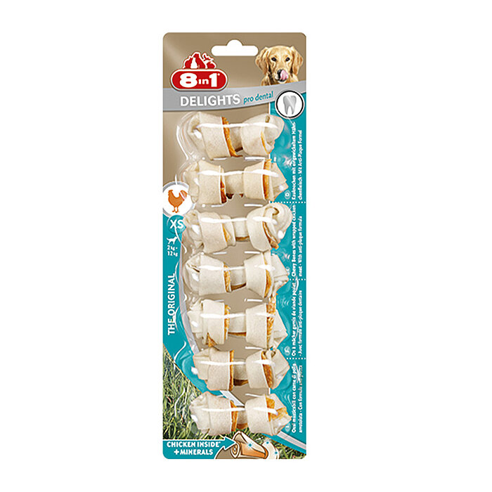 8IN1 Delights Pro Dental Diş Sağlığı için Köpek Ödül Kemiği Tavuklu XS - 84GR - 1