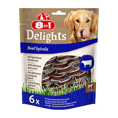 8IN1 Delights Spirals Köpek Ödül Maması (6lı) - Sığır Etli - 60GR