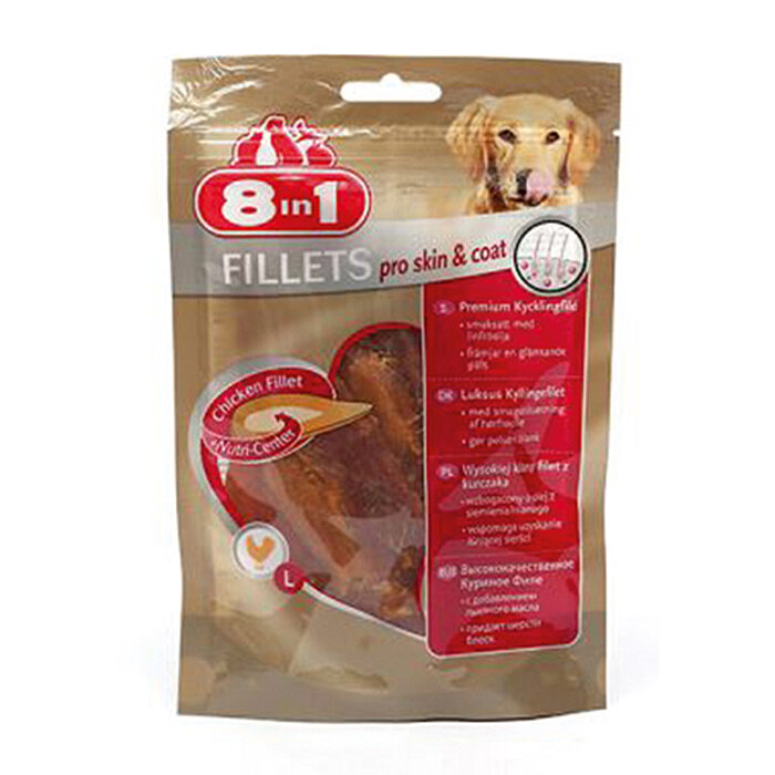 8IN1 Fillets Pro Skin & Coat Cilt Sağlığı için Fileto Köpek Ödül Maması - Tavuklu - 80GR - 1