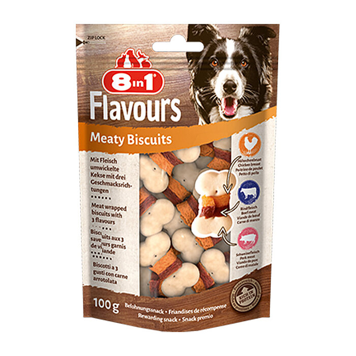 8IN1 Flavours Meaty Biscuits Köpek Ödül Bisküvisi - Domuz Etli - 100GR - 1