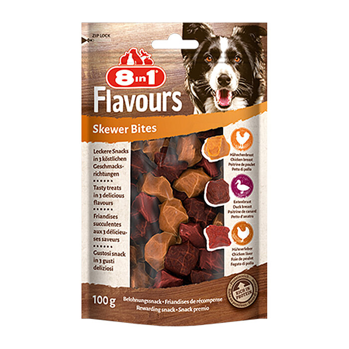 8IN1 Flavours Skewer Bites Köpek Ödül Maması - Tavuklu & Ördekli - 100GR - 1