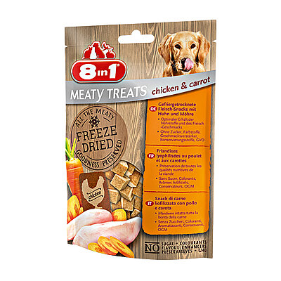 8IN1 Meaty Treats Freeze Dried Köpek Ödül Maması - Tavuklu & Havuçlu - 50GR