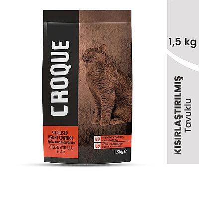 Croque Kısırlaştırılmış Kuru Kedi Maması (Sterilised) Tavuk Etli 1,5KG (33/10) (1)
