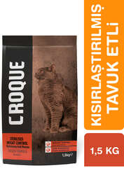 Croque Kısırlaştırılmış Kuru Kedi Maması (Sterilised) Tavuk Etli 1,5KG - Thumbnail