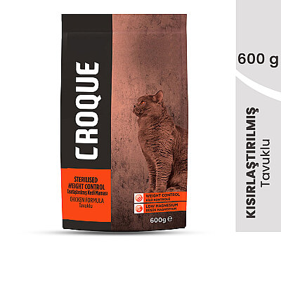 Croque Kısırlaştırılmış Kuru Kedi Maması (Sterilised) Tavuk Etli 600GR (1)