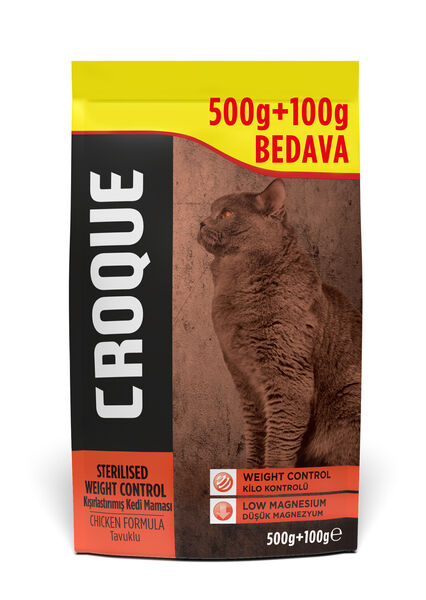Croque Kısırlaştırılmış Kuru Kedi Maması (Sterilised) Tavuk Etli 500+100GR
