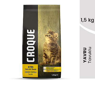 Croque Yavru Kuru Kedi Maması (Kitten) Tavuk Etli 1,5KG (30/12) (1)