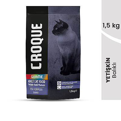 Croque Yetişkin Gurme Kuru Kedi Maması (Adult Cat) Balıklı 1,5KG (1)
