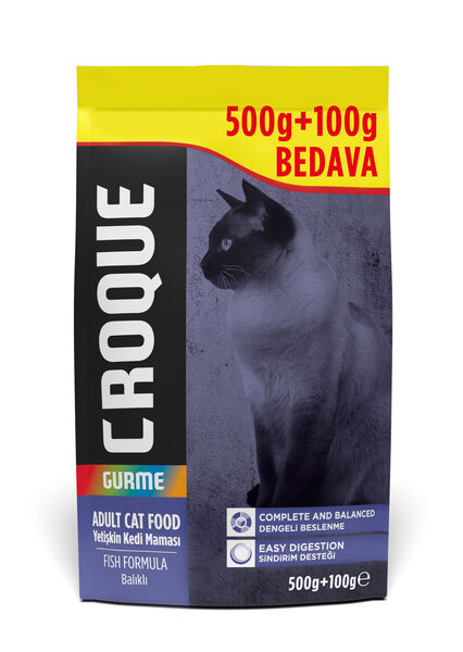 Croque Yetişkin Gurme Kuru Kedi Maması (Adult Cat) Balıklı 500+100GR