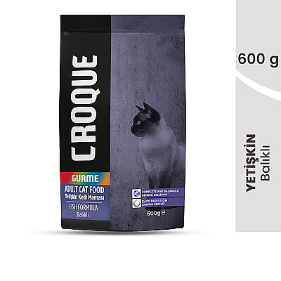 Croque Yetişkin Gurme Kuru Kedi Maması (Adult Cat) Balıklı 600GR (27/10) (1)