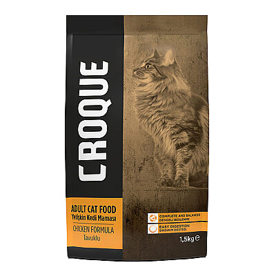 Croque Yetişkin Kuru Kedi Maması (Adult Cat) Tavuk Etli 1,5KG (27/10)