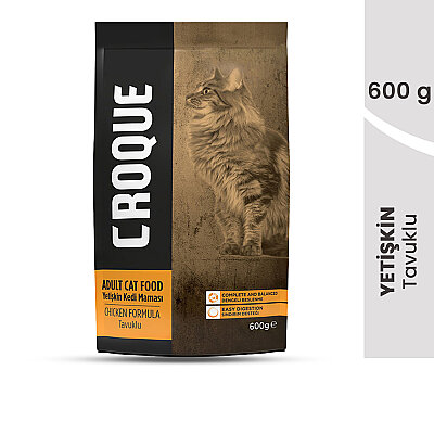 Croque Yetişkin Kuru Kedi Maması (Adult Cat) Tavuk Etli 600GR (27/10) (1)