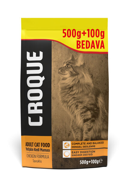 Croque Yetişkin Kuru Kedi Maması (Adult Cat) Tavuk Etli 500+100GR