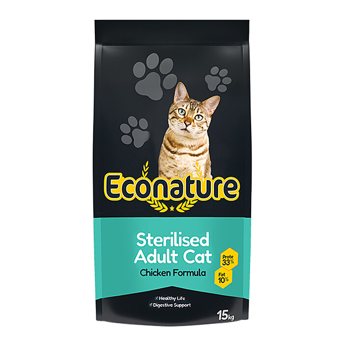 Econature Plus Kısırlaştırılmış Kuru Kedi Maması (Sterilised) Tavuk Etli - 15KG - 1