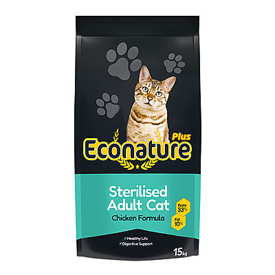 Econature Plus Kısırlaştırılmış Kuru Kedi Maması (Sterilised) Tavuk Etli - 15 Kg