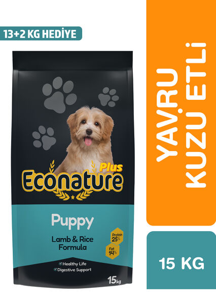 Econature Plus Yavru Kuru Köpek Maması (Puppy) - Kuzu Etli - 13+2 kg Hediye