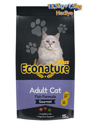 Econature Plus Yetişkin Gurme Kuru Kedi Maması (Adult Cat) Balıklı - 13,5+1,5KG HEDİYE - Thumbnail