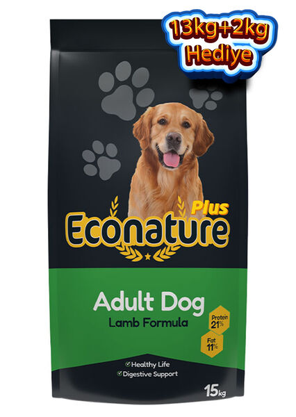 Econature Plus Yetişkin Kuru Köpek Maması (Adult Dog) - Kuzu Etli - 13+2 kg Hediye