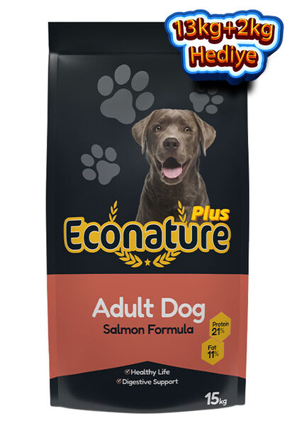 Econature Plus Yetişkin Kuru Köpek Maması - Somonlu - 13+2 kg Hediye