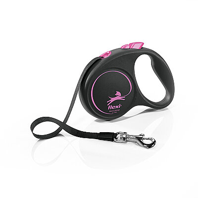 Flexi Black Design S Beden Pembe 5MT Şerit Tasma
