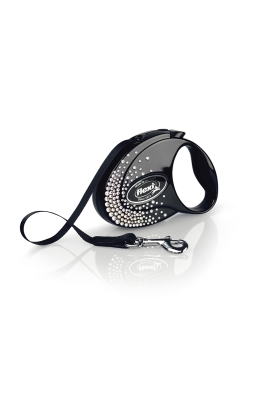 FLEXI - Flexi Glam Splash Crystal S Beden Siyah 3MT Şerit Tasma
