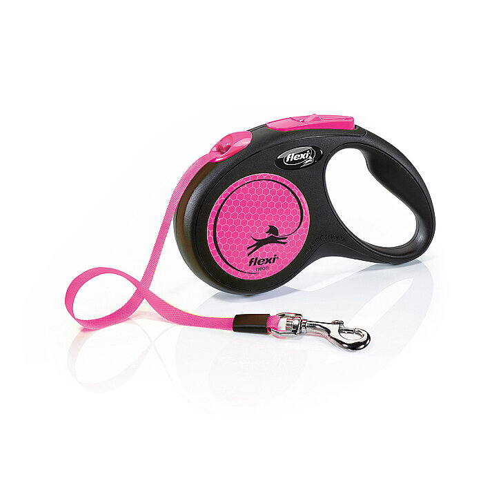 Flexi New Neon S Beden Pembe 5MT Şerit Tasma - 1