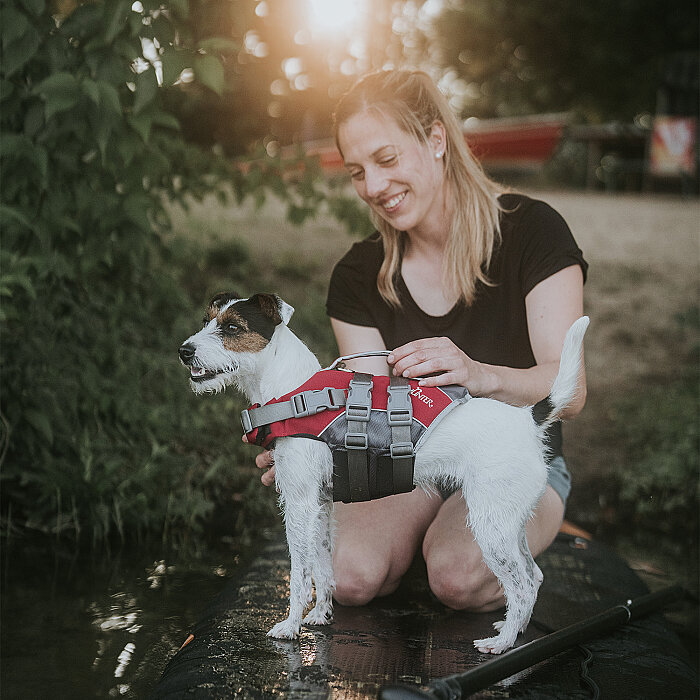 Hunter Köpek Yüzme Yeleği Kırmızı Gri M - 5