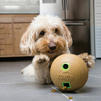 KONG Bamboo Feeder Köpekler için Top Şeklinde Ödül Maması Dağıtma Oyuncağı M - 3