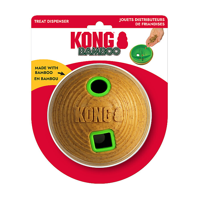 KONG Bamboo Feeder Köpekler için Top Şeklinde Ödül Maması Dağıtma Oyuncağı M - 1