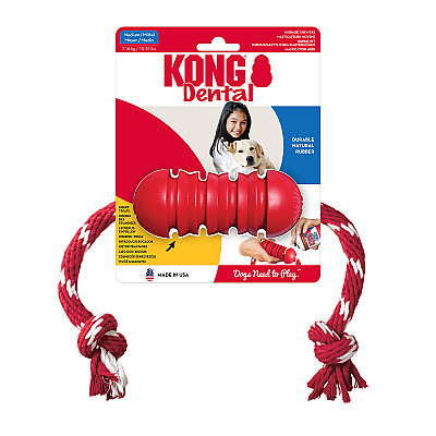 KONG Dental Diş Temizliği Sağlayan İp Sallantılı Köpek Oyuncağı M - 1