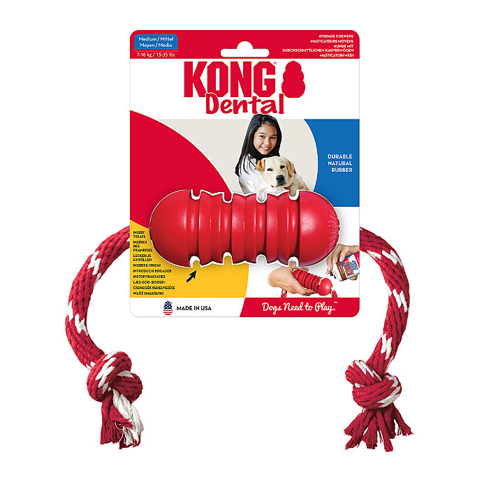 KONG Dental Diş Temizliği Sağlayan İp Sallantılı Köpek Oyuncağı M - 1
