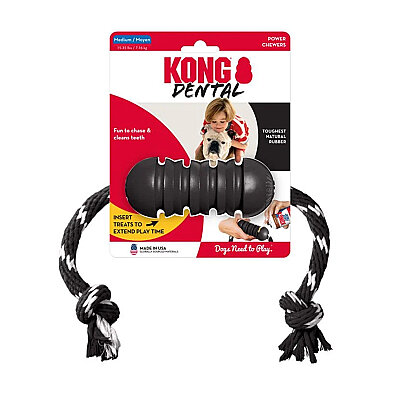 KONG Extreme Dental Diş Temizliği Sağlayan İp Sallantılı Köpek Oyuncağı Ultra Sert M