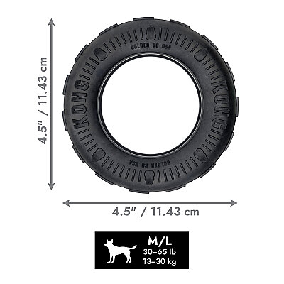 KONG Extreme Tires Delikli Tekerlek Şeklinde Çok Amaçlı Köpek Oyuncağı Ultra Sert M/L (1)