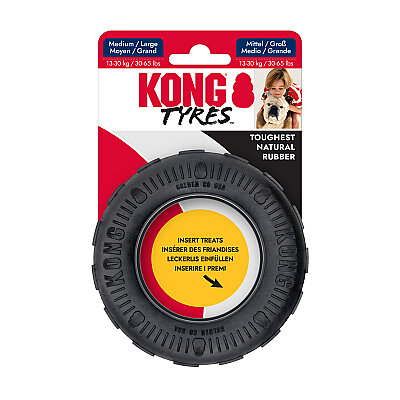KONG Extreme Tires Delikli Tekerlek Şeklinde Çok Amaçlı Köpek Oyuncağı Ultra Sert M/L
