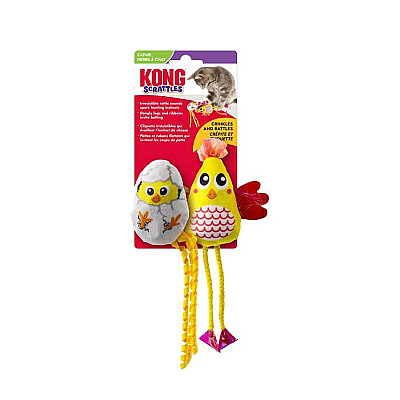 KONG Kedi Peluş Scrattles Tavuk 2li
