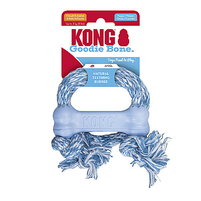 KONG Puppy Goodie Bone Kemik Şeklinde Çok Amaçlı İp Sallantılı Yavru Köpek Oyuncağı XS - 1
