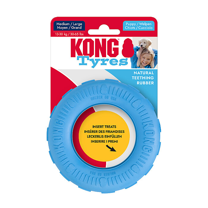 KONG Puppy Tires Delikli Tekerlek Şeklinde Çok Amaçlı Yavru Köpek Oyuncağı M/L - 1