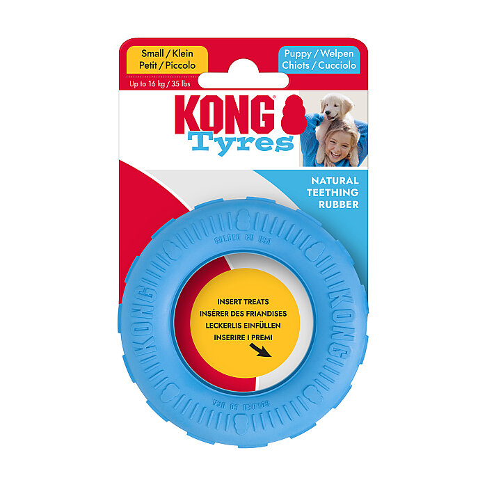 KONG Puppy Tires Delikli Tekerlek Şeklinde Çok Amaçlı Yavru Köpek Oyuncağı S - 1