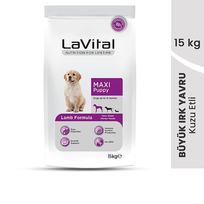 LaVital Büyük Irk Yavru Kuru Köpek Maması (Maxi Puppy) Kuzu Etli 13+2 KG Hediye - 2