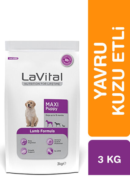 LaVital Büyük Irk Yavru Kuru Köpek Maması (Maxi Puppy) Kuzu Etli 3KG