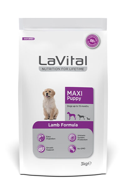 LaVital Büyük Irk Yavru Kuru Köpek Maması (Maxi Puppy) Kuzu Etli 3KG