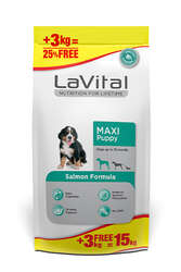 LaVital Büyük Irk Yavru Kuru Köpek Maması (Maxi Puppy) Somonlu 12+3KG - Thumbnail